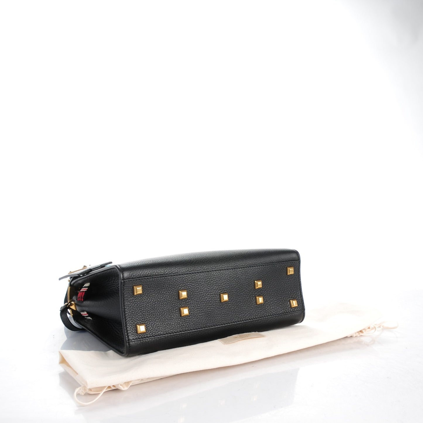 Grained Calfskin Beaded My Rockstud Frame Bag Black
