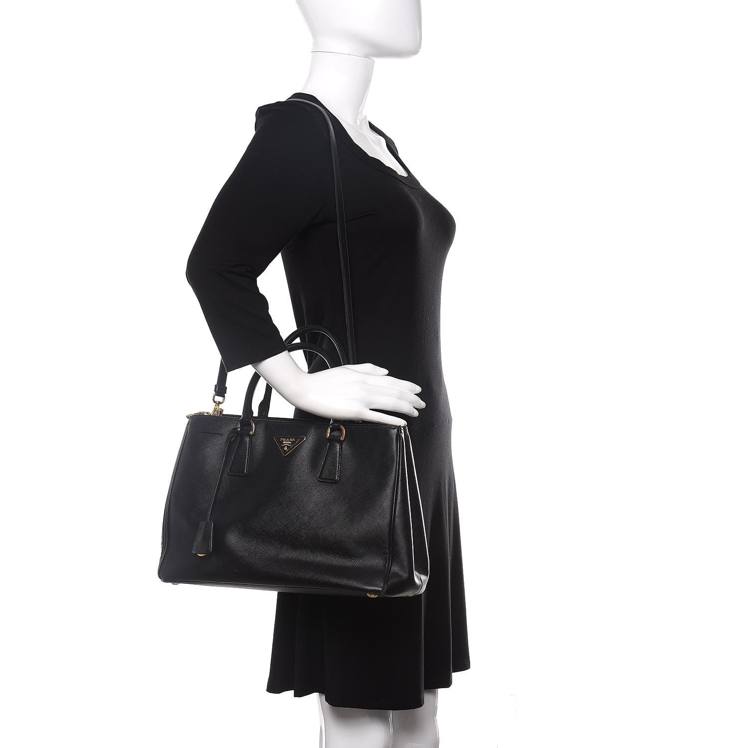 Prada Saffiano Medium Galleria Double Zip Tote Black 3 of 17