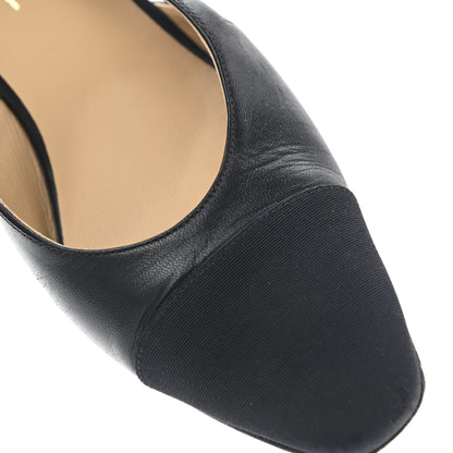 Chanel Goatskin Grosgrain Cap Toe CC Slingback Pumps 39.5 Black 11 of 12