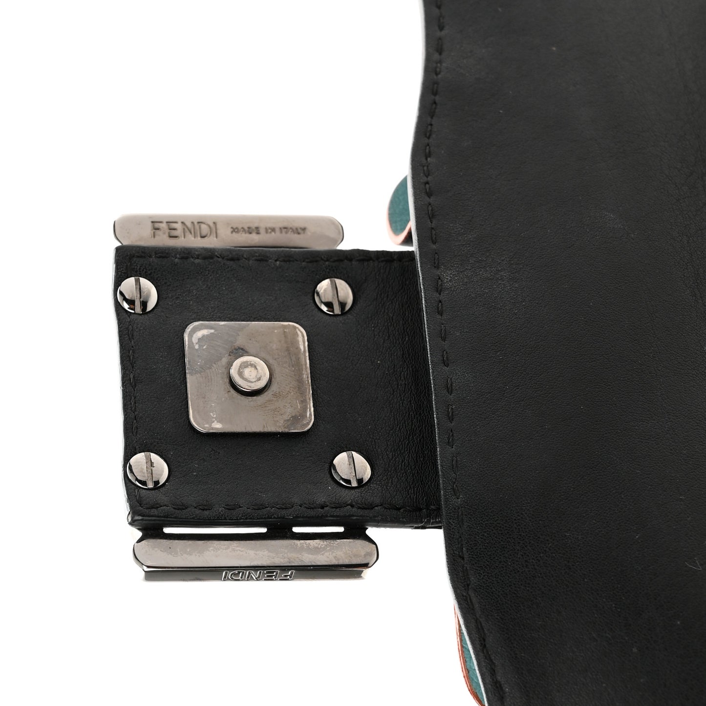 Calfskin Waves Baguette Black Turchese