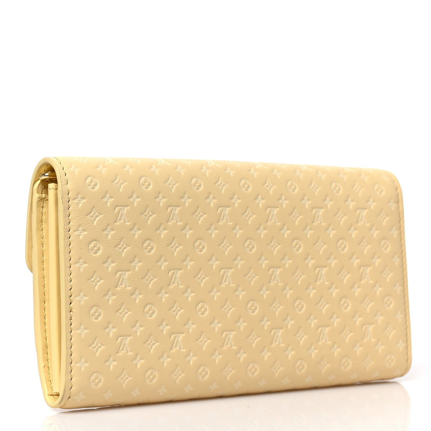 Louis Vuitton Calfskin Nanogram Embossed Sarah Wallet NM Jaune 3 of 7