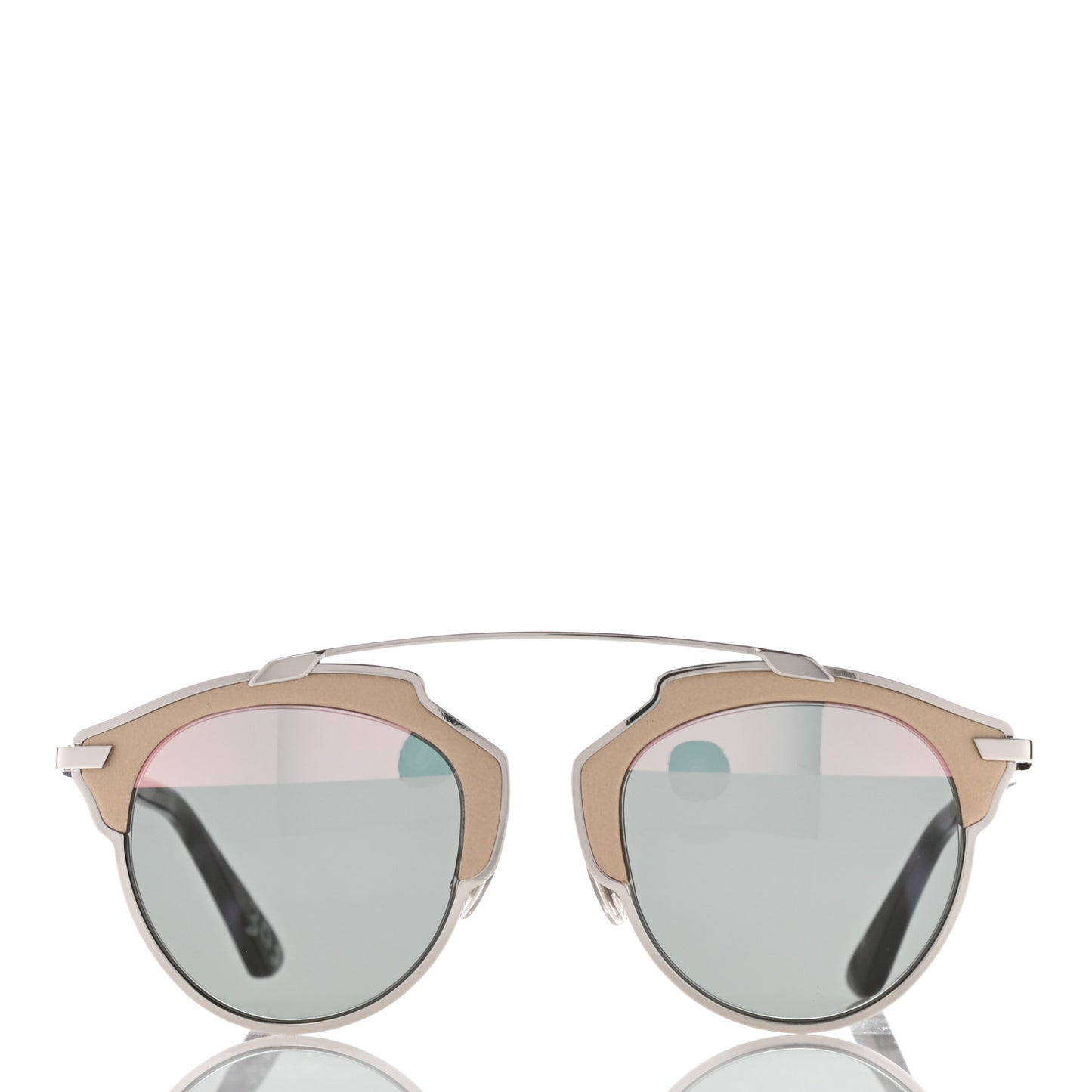 Metal Lambskin So Real Sunglasses Beige