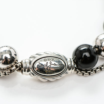 David Yurman Sterling Silver Black Onyx Hematine 8mm Elements Bead Bracelet 4 of 4