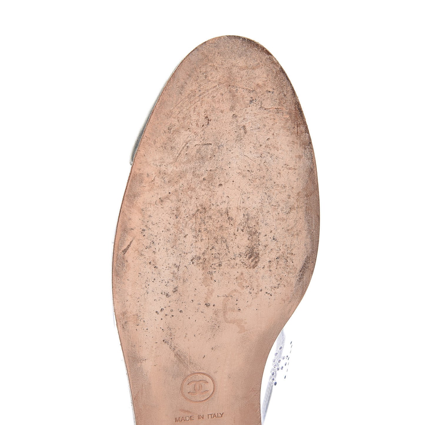 PVC Metallic Calfskin CC Cap Toe Ballet Flats 40.5 Silver