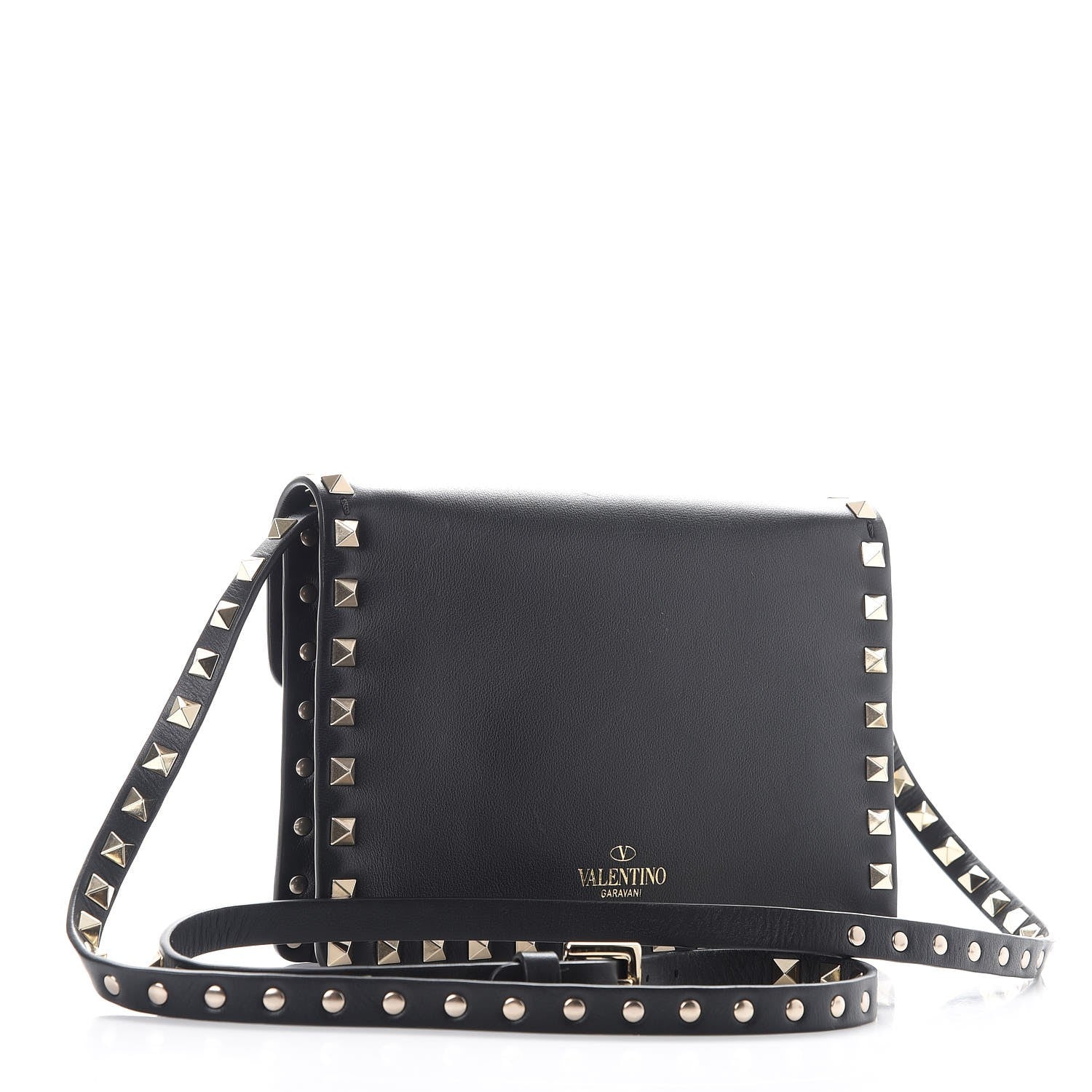Valentino Garavani Vitello Rockstud Shoulder Flap Bag Black 3 of 6