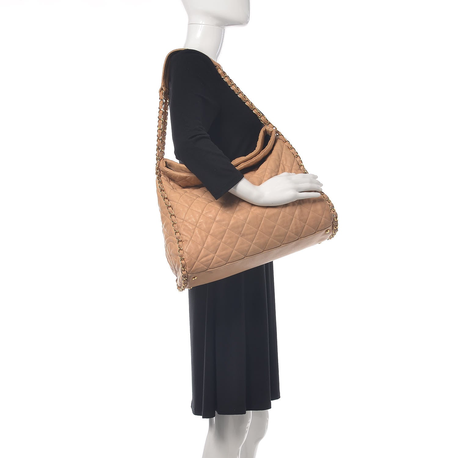 Chanel Calfskin Quilted Large Chain Me Hobo Beige 2 of 22