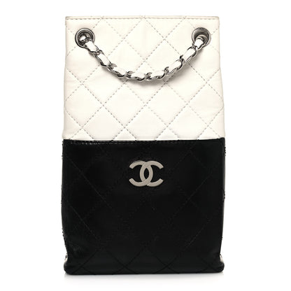 Chanel Lambskin Quilted Vertical Tote Black White 1 of 12