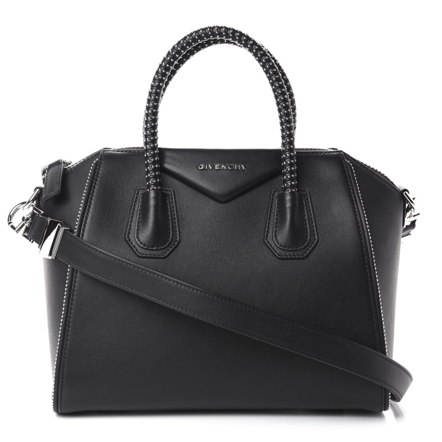Calfskin Small Studded Antigona Black
