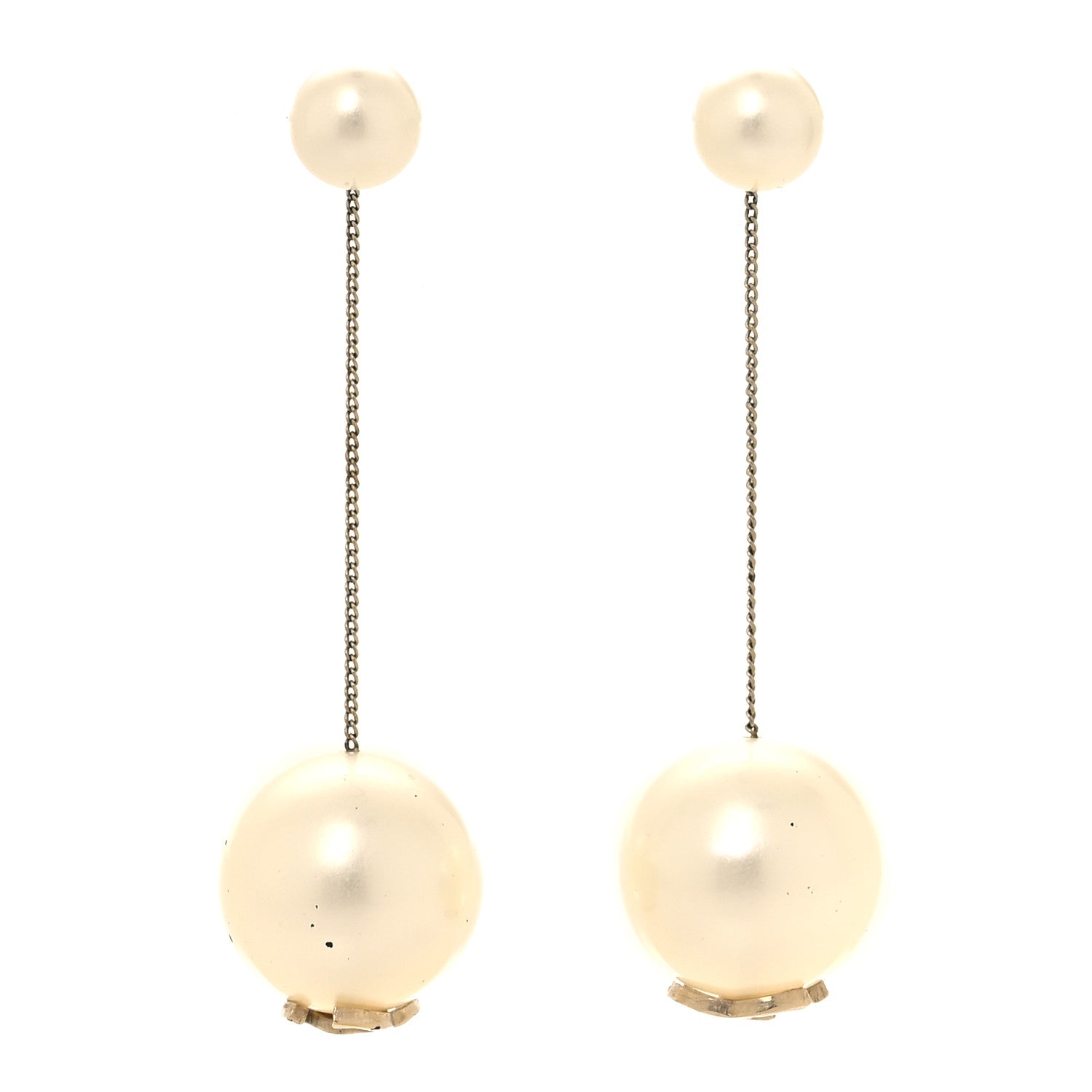 Chanel Pearl CC Chain Drop Earrings Gold 1 of 5