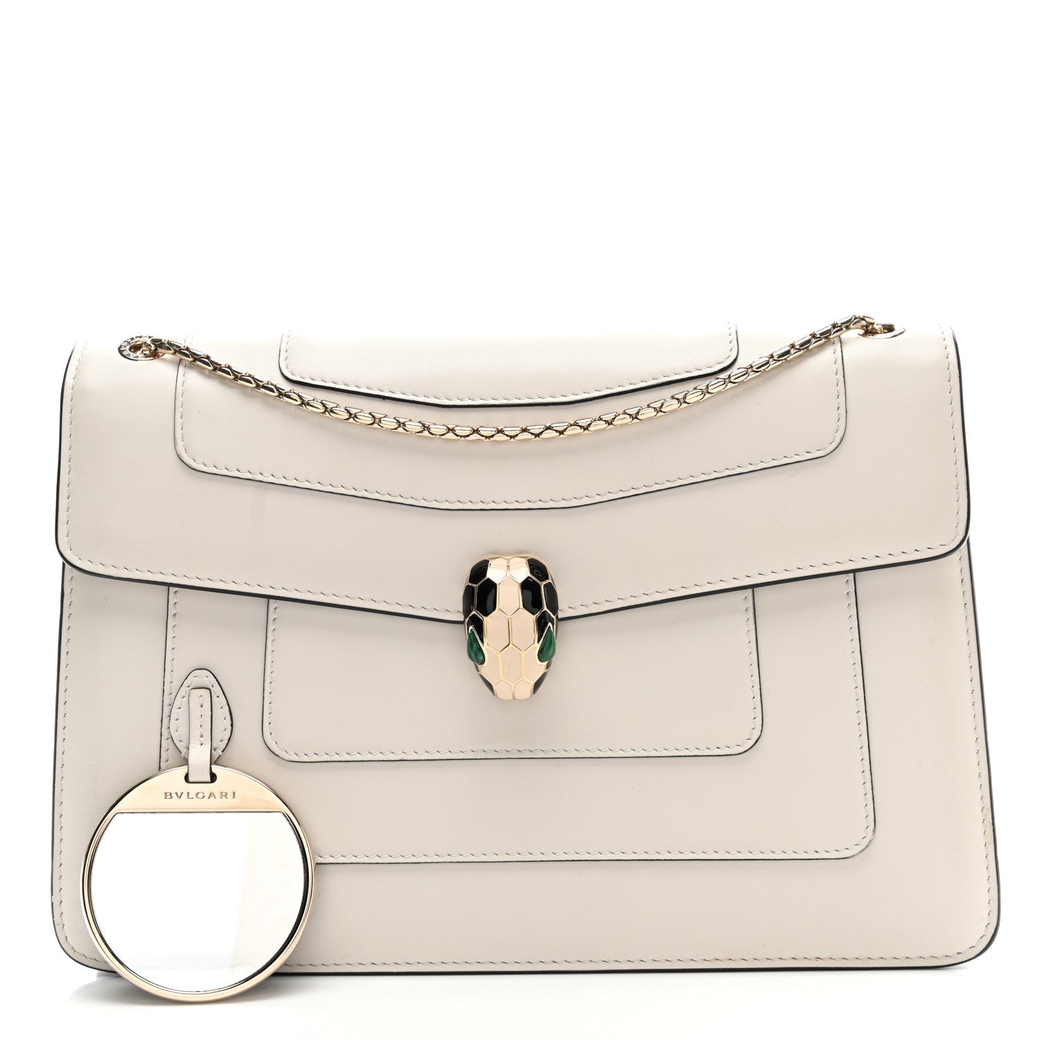 Bulgari Calfskin Serpenti Forever Crossbody Bag White Agate 3 of 12