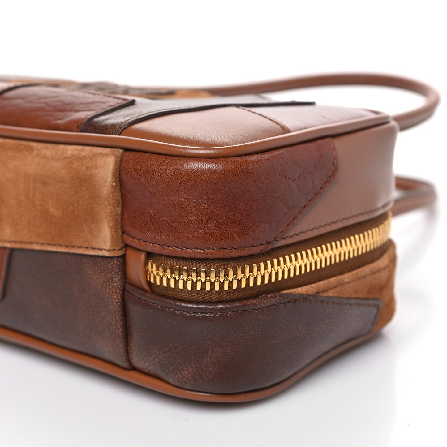Nappa Patchwork Small Beau Top Handle Bag Cognac