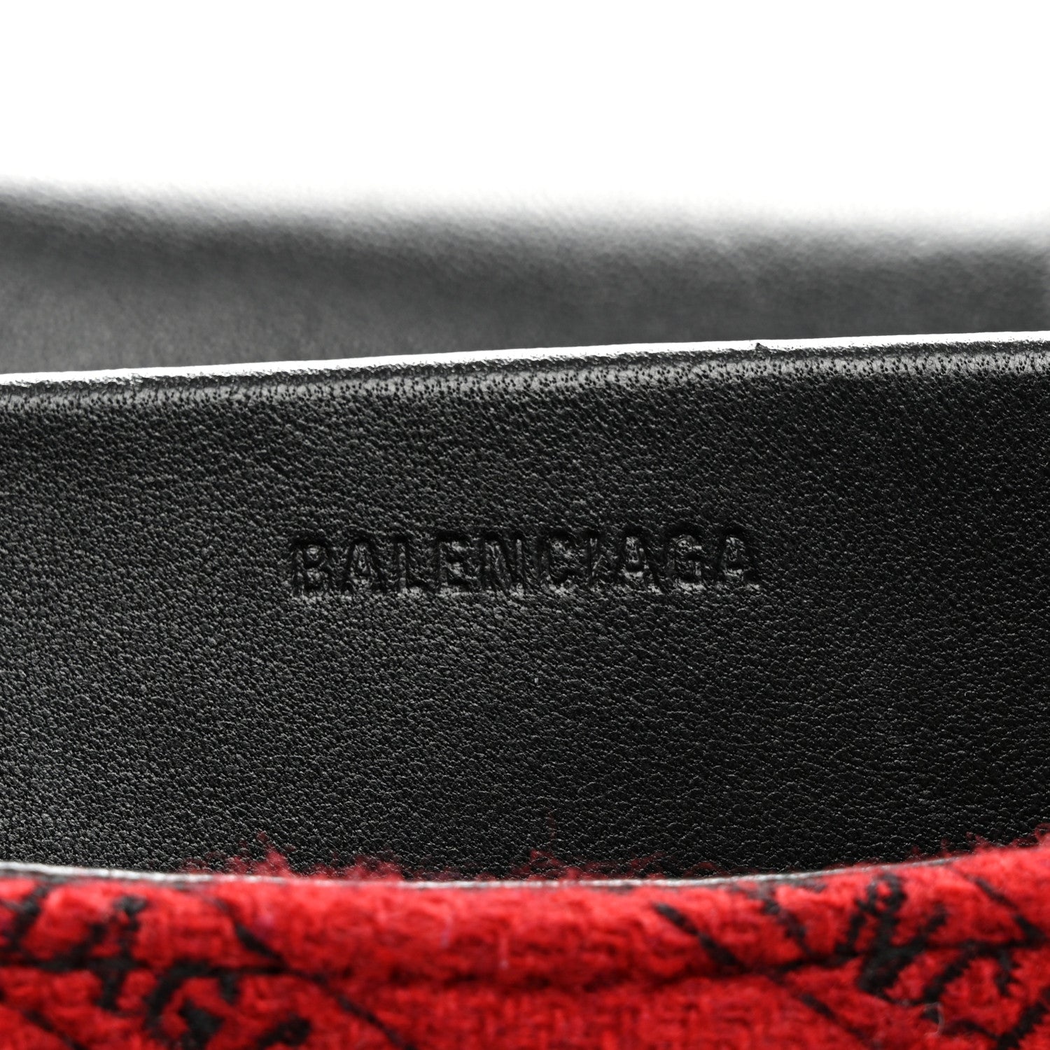 Balenciaga Wool Plaid Diagonal Allover Logo Matelasse M BB Round Shoulder Bag Red Black 6 of 11