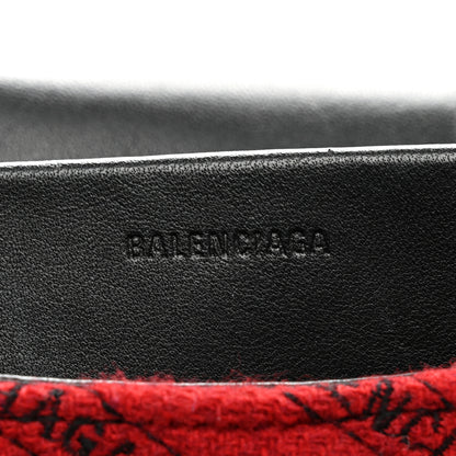Balenciaga Wool Plaid Diagonal Allover Logo Matelasse M BB Round Shoulder Bag Red Black 6 of 11