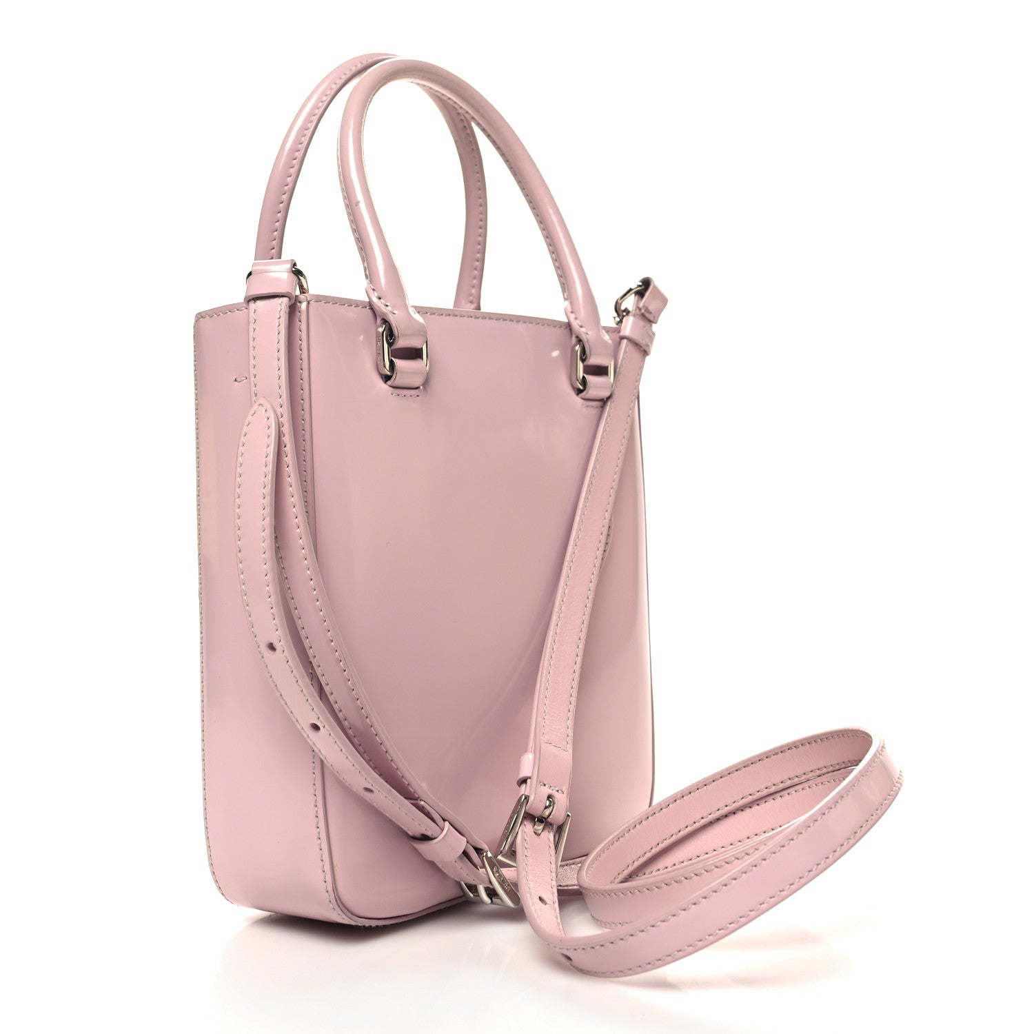Prada Spazzolato Triangle Small Double Handle Crossbody Tote Alabastro 2 of 9