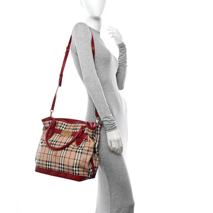 Burberry Haymarket Check Medium Golderton Tote Military Red 2 of 12