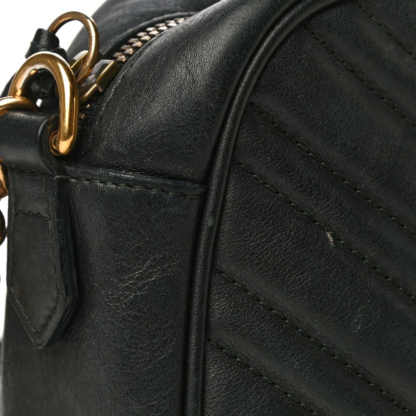Calfskin Matelasse Small GG Marmont Chain Shoulder Bag Black