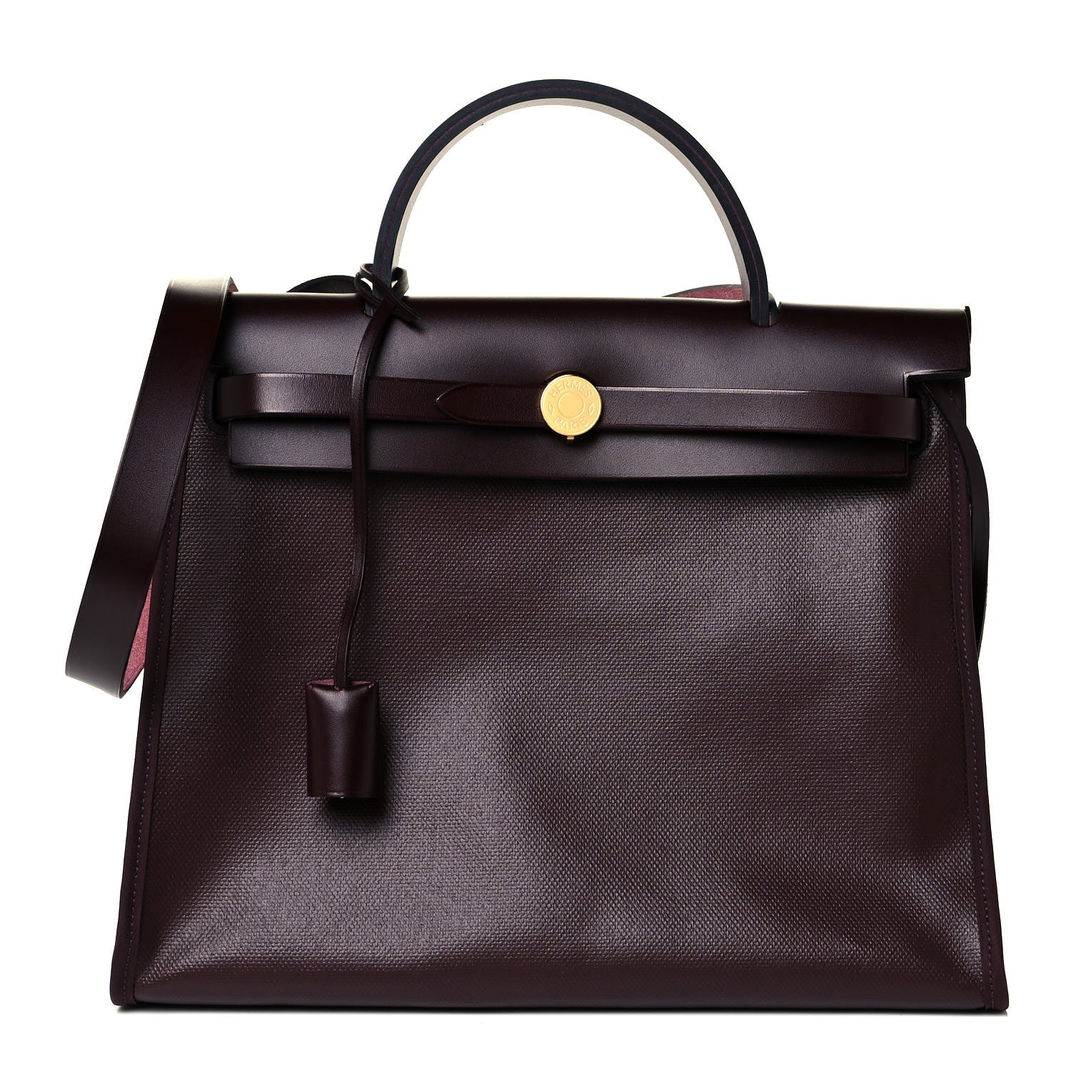 Hermes Toile H Berline Vache Hunter Herbag Zip 31 PM Rouge Sellier 2 of 12