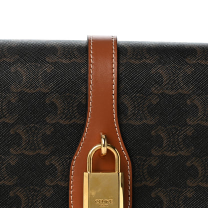 Celine Triomphe Canvas Calfskin Tabou Clutch on Strap Tan 8 of 10