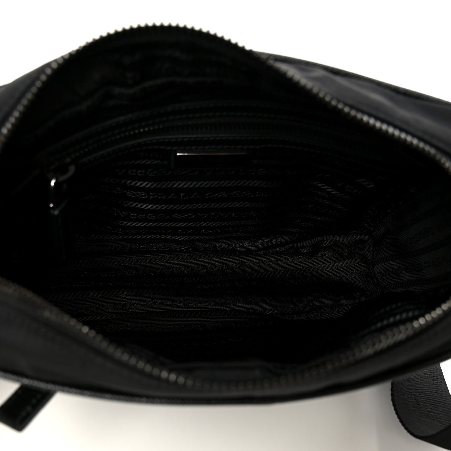 Tessuto Saffiano Pocket Double Zip Shoulder Bag Black