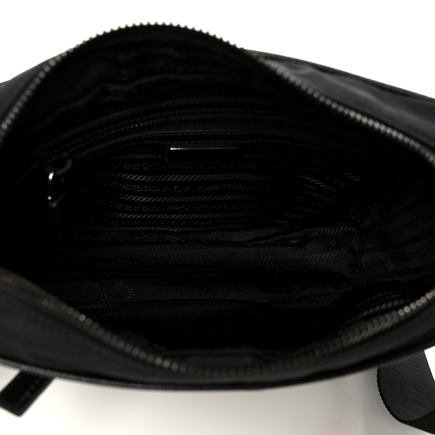 Prada Tessuto Saffiano Pocket Double Zip Shoulder Bag Black 5 of 9