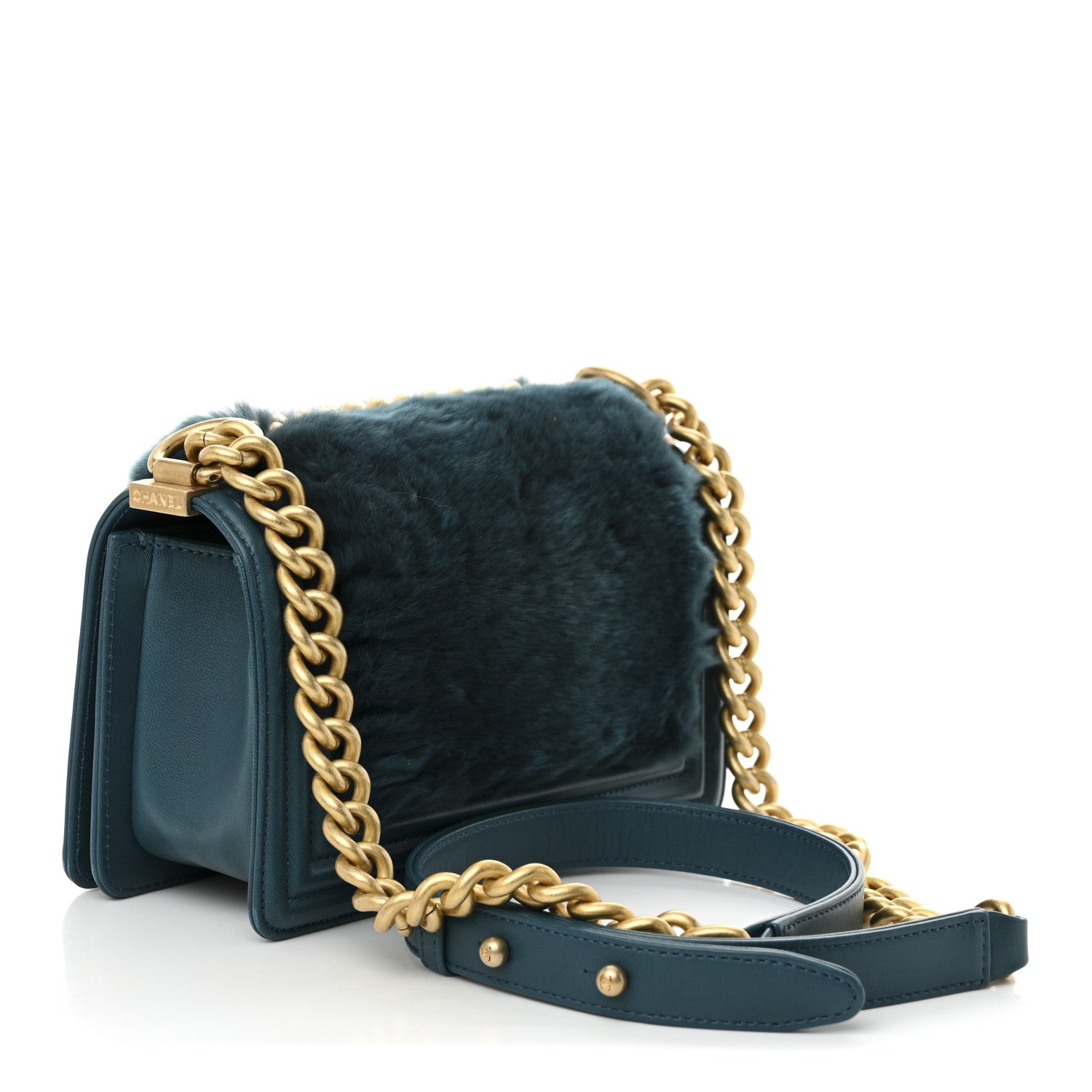 Chanel Orylag Rabbit Fur Calfskin Small Boy Flap Turquoise 3 of 10