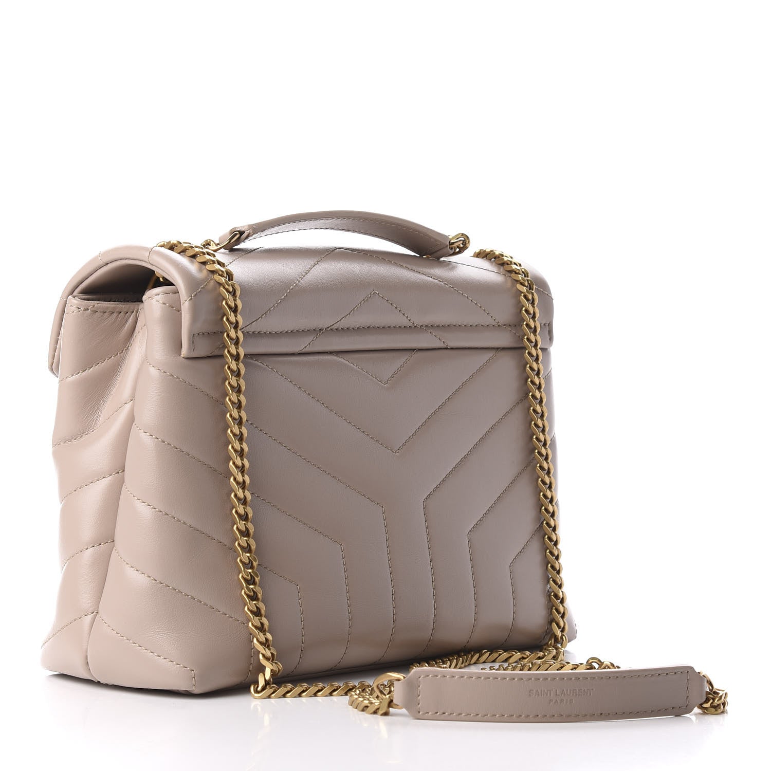 Saint Laurent Calfskin Y Quilted Monogram Small Loulou Chain Satchel Light Natural 3 of 9