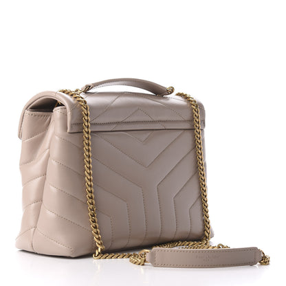 Saint Laurent Calfskin Y Quilted Monogram Small Loulou Chain Satchel Light Natural 3 of 9
