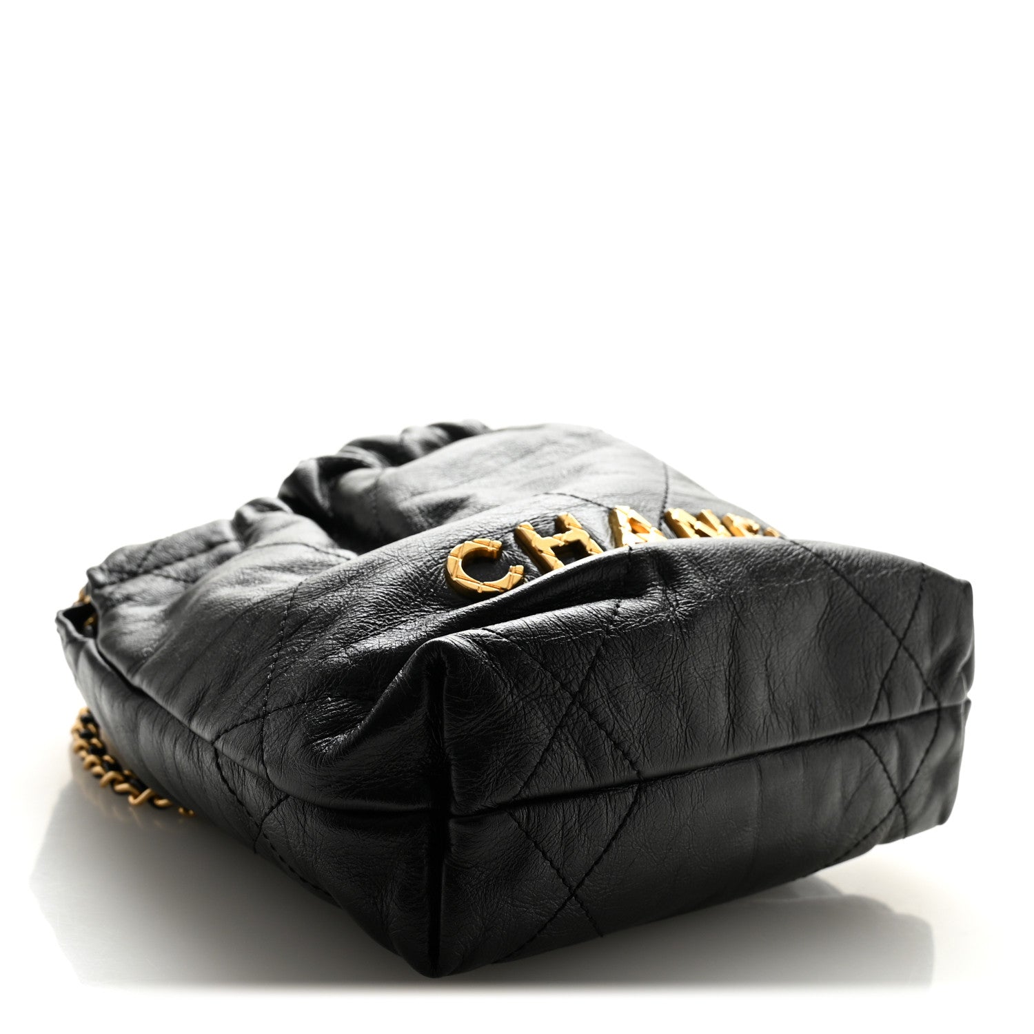 Chanel Shiny Crumpled Calfskin Quilted Pearl Mini Chanel 22 Black 4 of 10