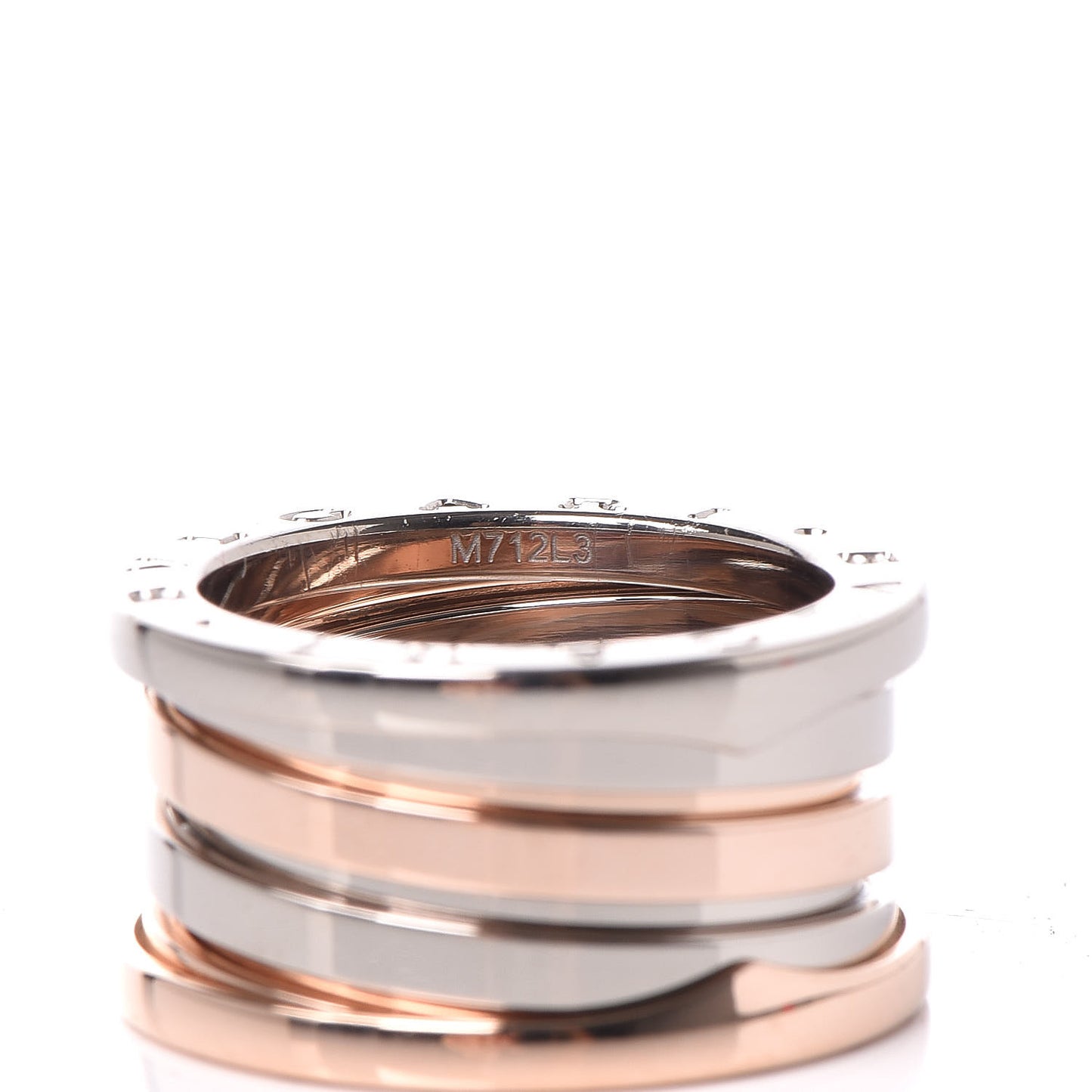 BULGAR 18K Rose White Gold B.Zero1 4 Band Ring 53 6.25