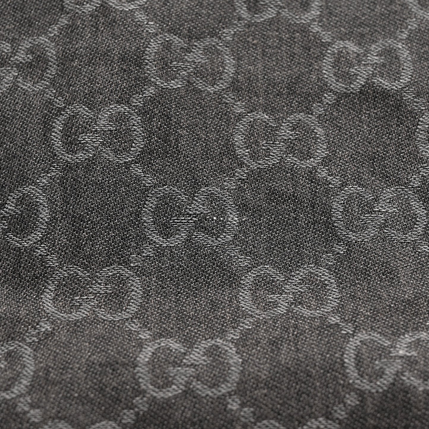Wool Silk GG Monogram Fringe Scarf Shawl Grey