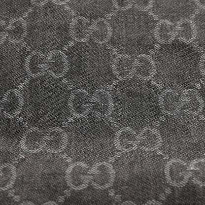 Gucci Wool Silk GG Monogram Fringe Scarf Shawl Grey 4 of 5