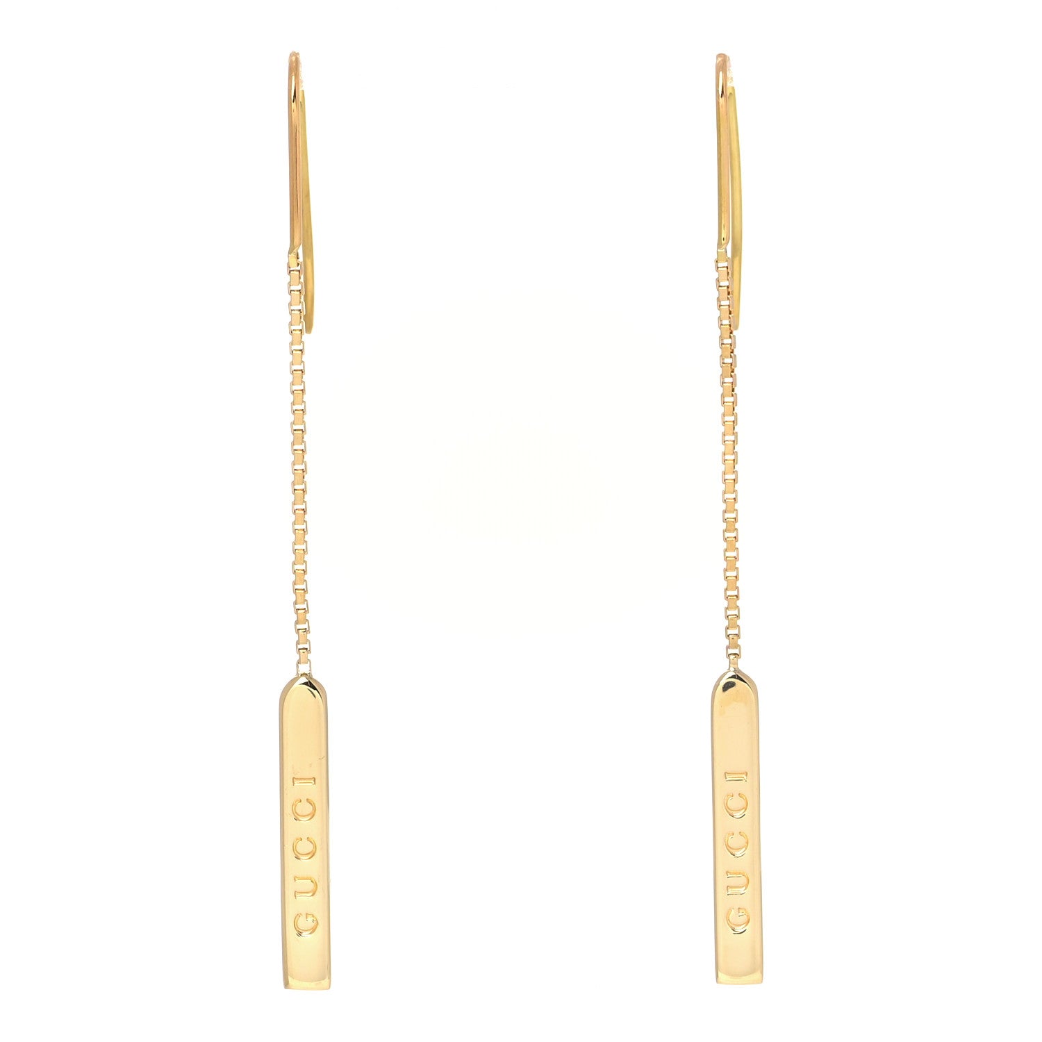 Gucci 18K Yellow Gold Logo Bar Drop Earrings 1 of 4