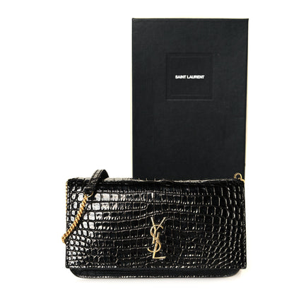 Saint Laurent Crocodile Embossed Monogram Phone Holder Crossbody Black 14 of 14