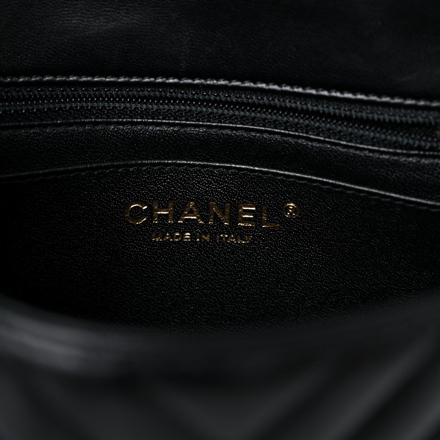 Lambskin Chevron Quilted Mini Square Flap Black