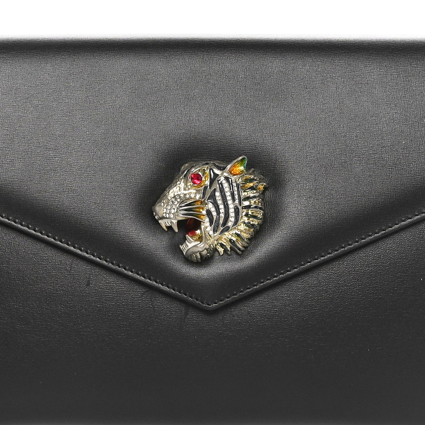 Calfskin Medium Rajah Broadway Envelope Clutch Black