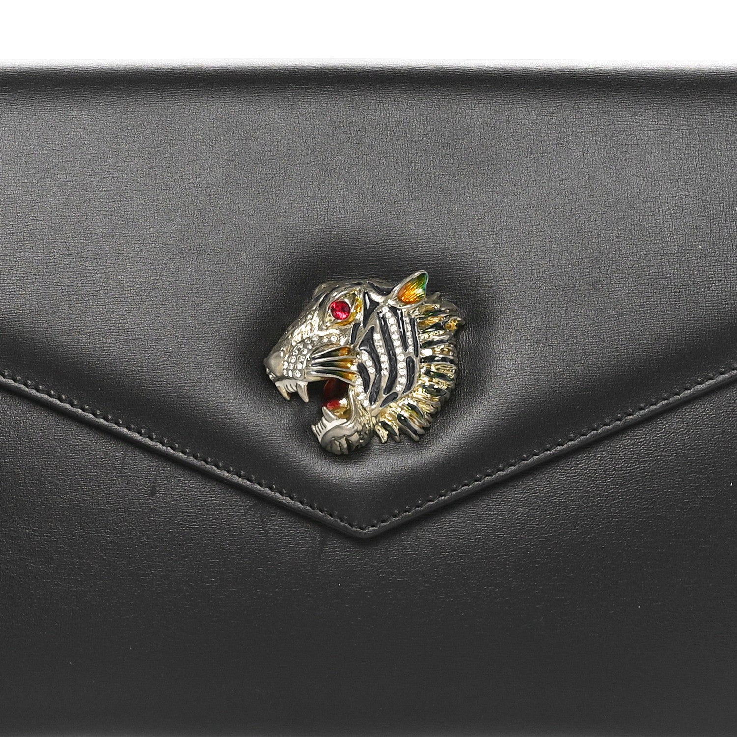 Gucci Calfskin Medium Rajah Broadway Envelope Clutch Black 8 of 10