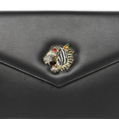Gucci Calfskin Medium Rajah Broadway Envelope Clutch Black 8 of 10