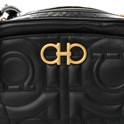 Salvatore Ferragamo Calfskin Quilted Gancini Camera Bag Black 7 of 10