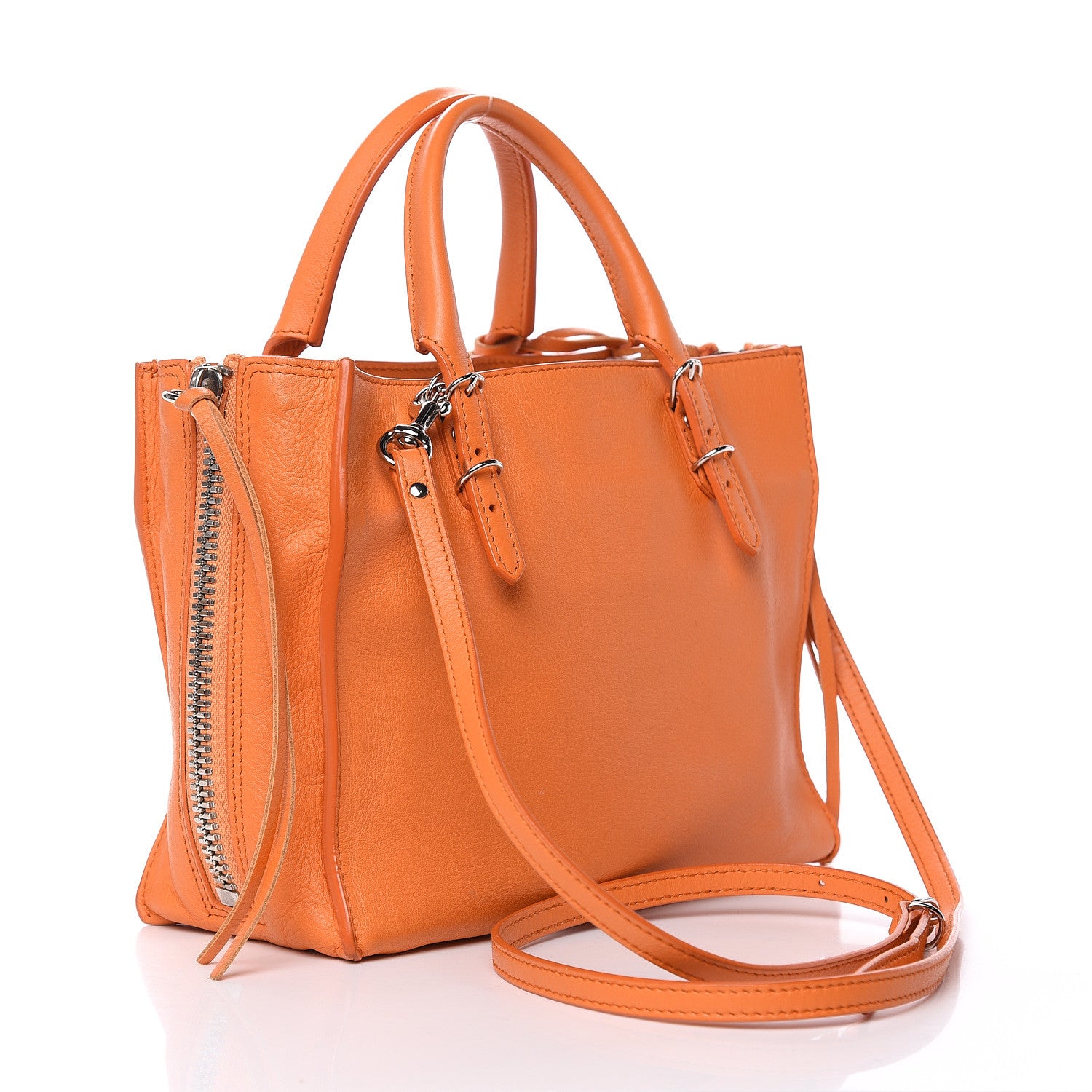Balenciaga Calfskin Papier Mini A4 Zip Around Tote Orange 3 of 11