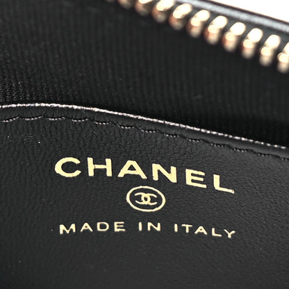 Chanel Shiny Crumpled Lambskin Quilted Clutch With Chain Black Black 6 of 11