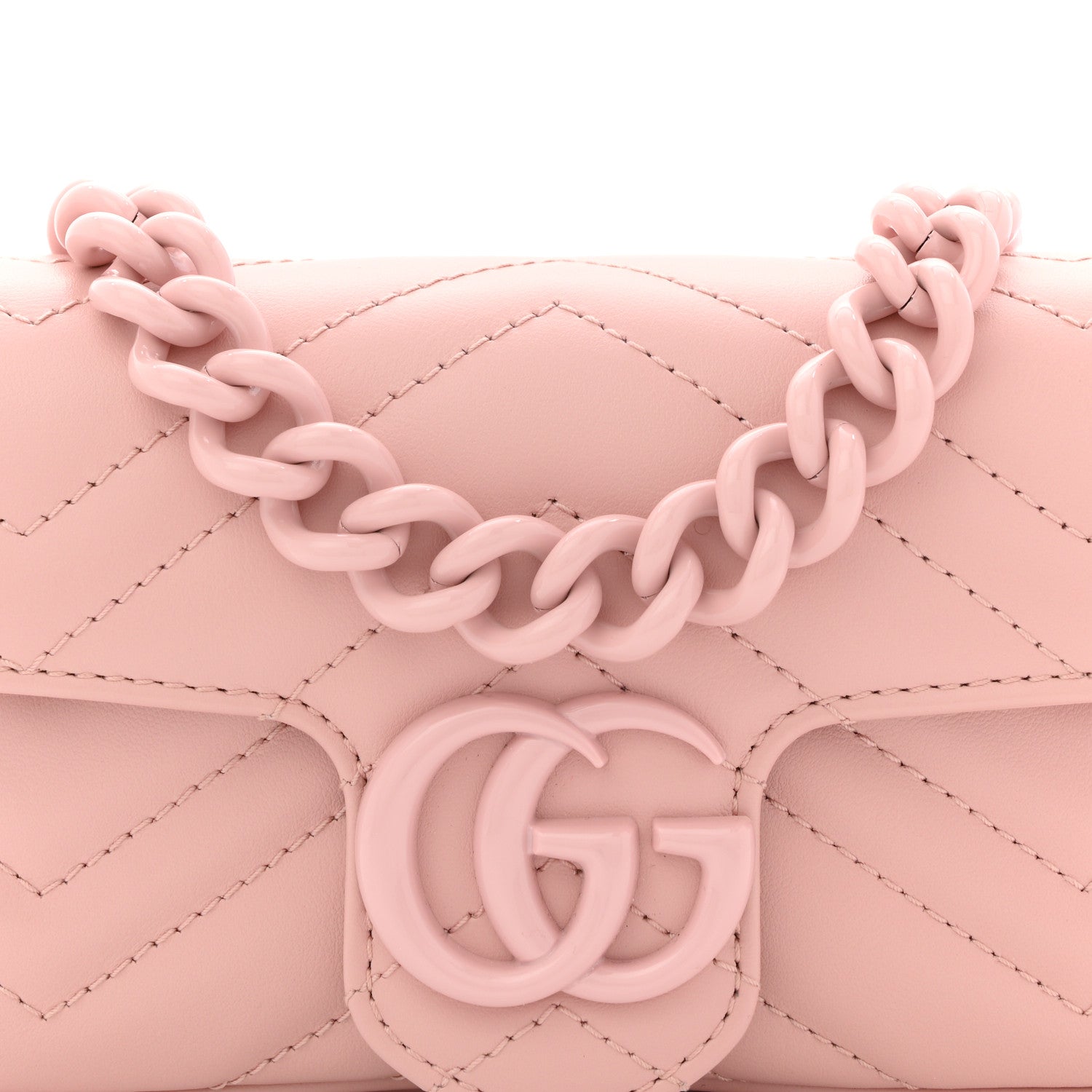 Gucci Calfskin Matelasse Monochrome GG Marmont Chain Belt Bag Perfect Pink 8 of 11