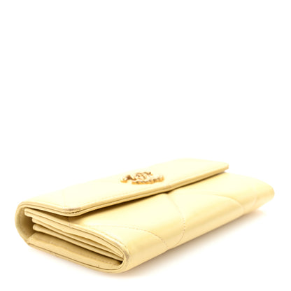 Chanel Lambskin Quilted Chanel 19 Flap Wallet Yellow 4 of 8