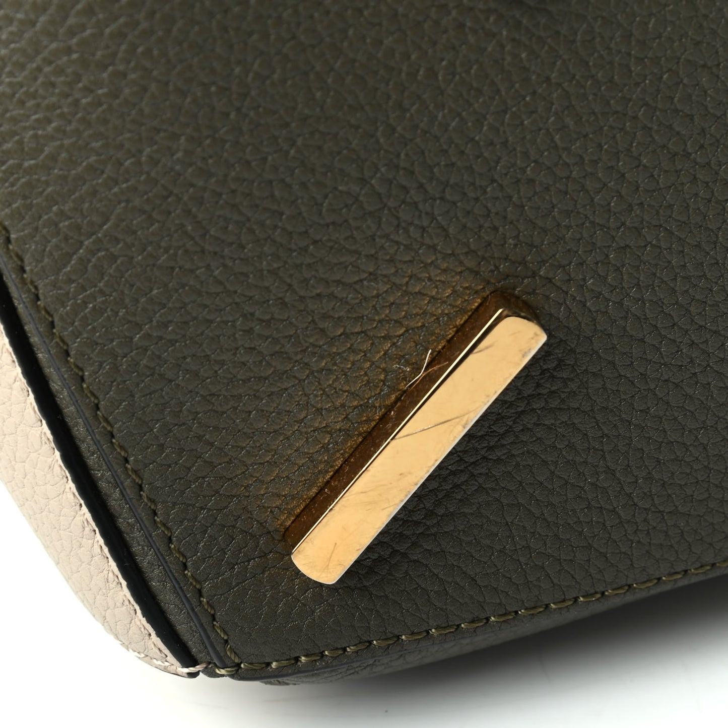 Grained Calfskin Medium Puzzle Bag Oat Khaki Green