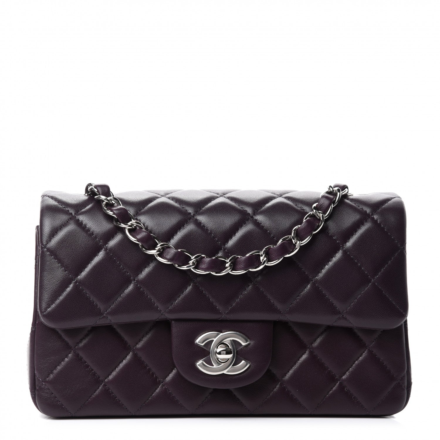 Chanel Lambskin Quilted Mini Rectangular Flap Dark Purple 1 of 11