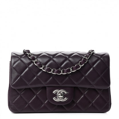 Chanel Lambskin Quilted Mini Rectangular Flap Dark Purple 1 of 11