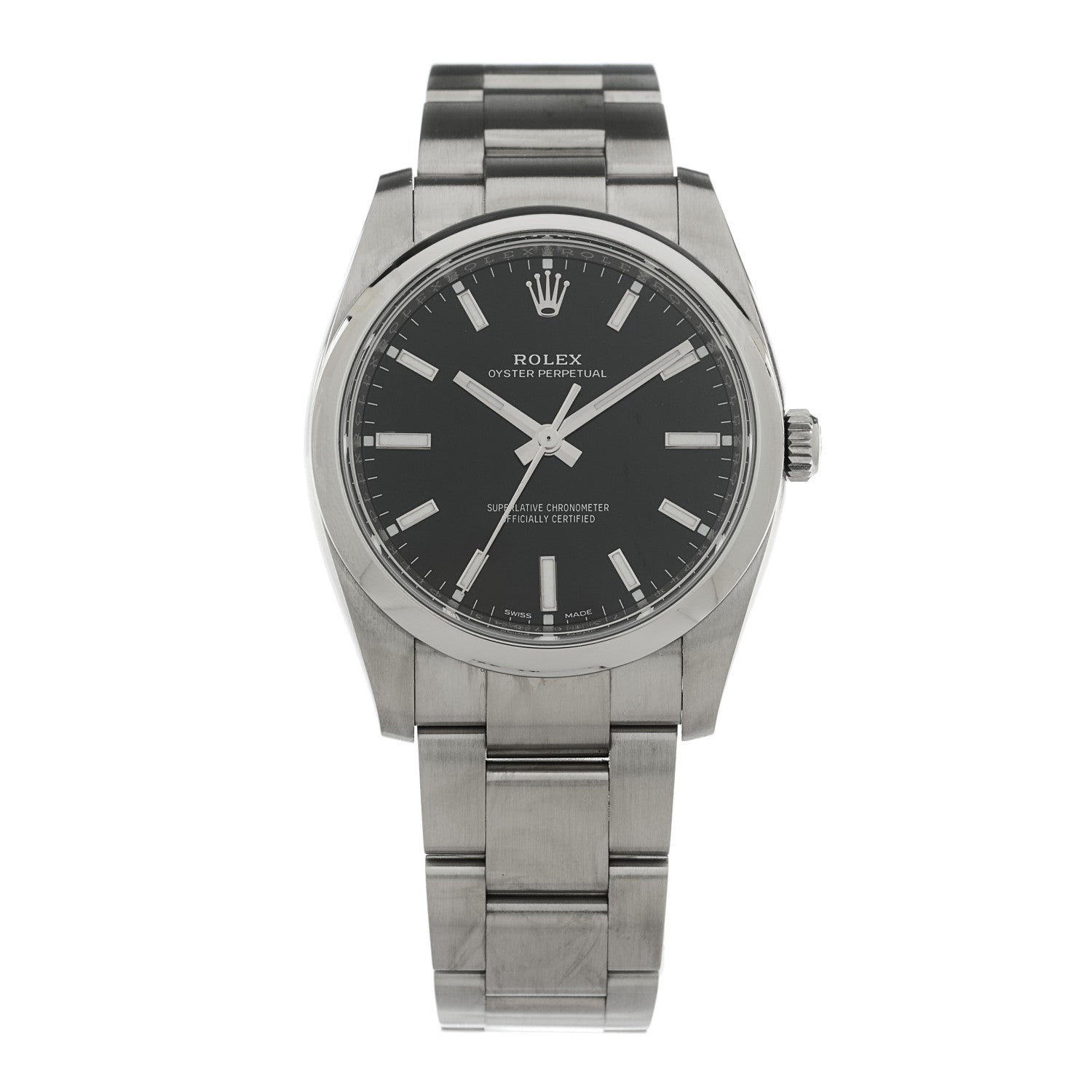 Rolex Stainless Steel 34mm Oyster Perpetual Watch Black 114200 1 of 4
