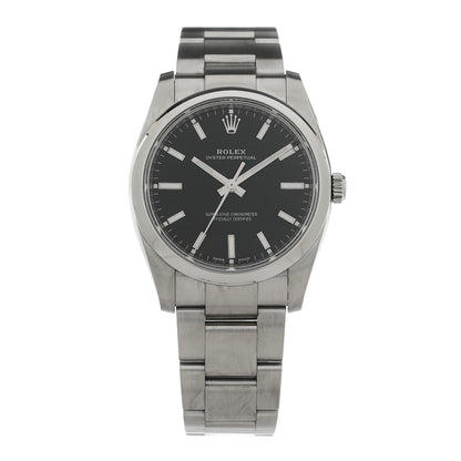 Rolex Stainless Steel 34mm Oyster Perpetual Watch Black 114200 1 of 4