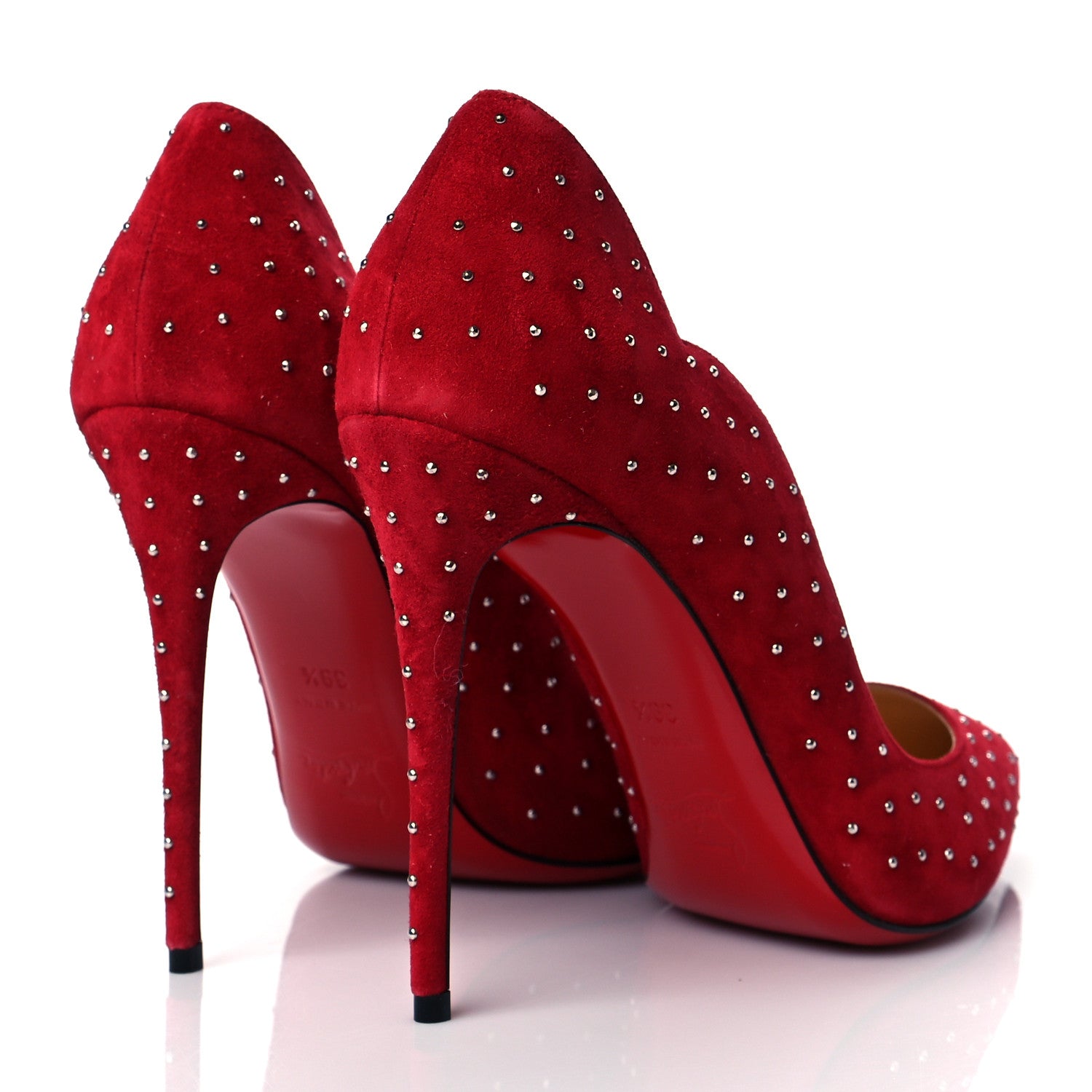 Christian Louboutin Suede Studded Hot Chick 100 Pumps 39.5 Red 4 of 8