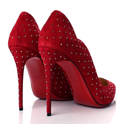 Christian Louboutin Suede Studded Hot Chick 100 Pumps 39.5 Red 4 of 8