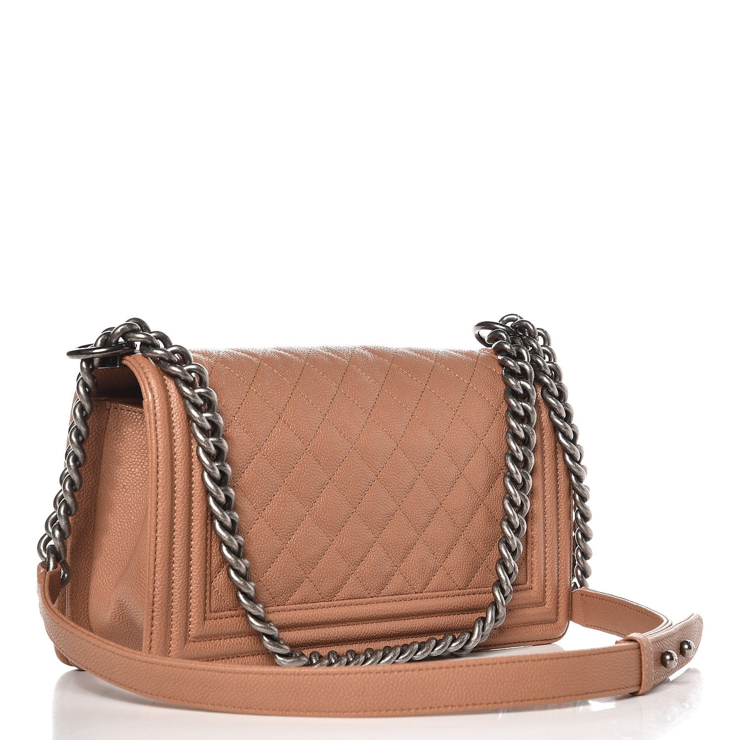 Caviar Quilted Medium Boy Flap Camel